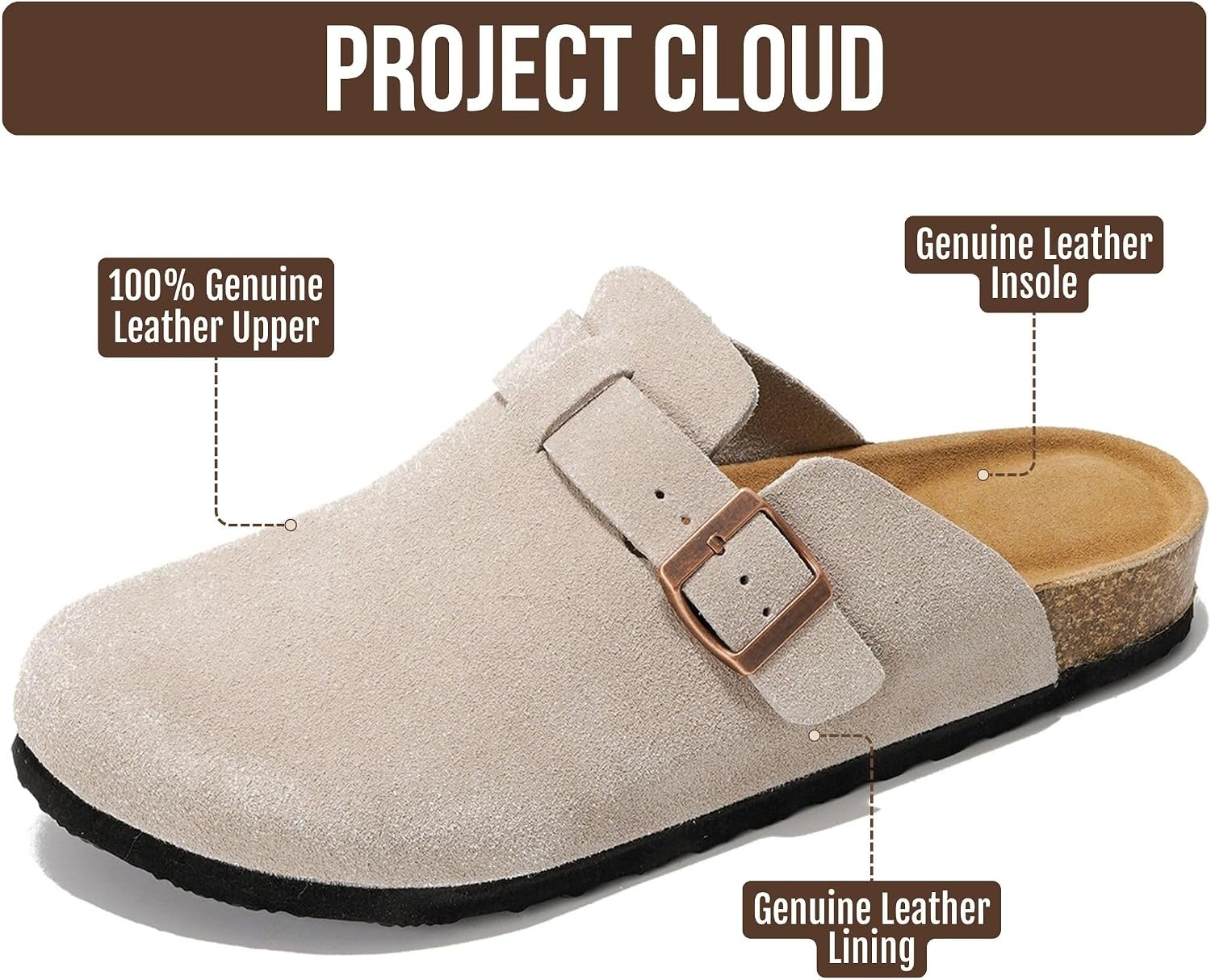 image:imageProject Cloud 100 Full Grain Genuine Leather Clogs for Men 2026 BrooklynGrey