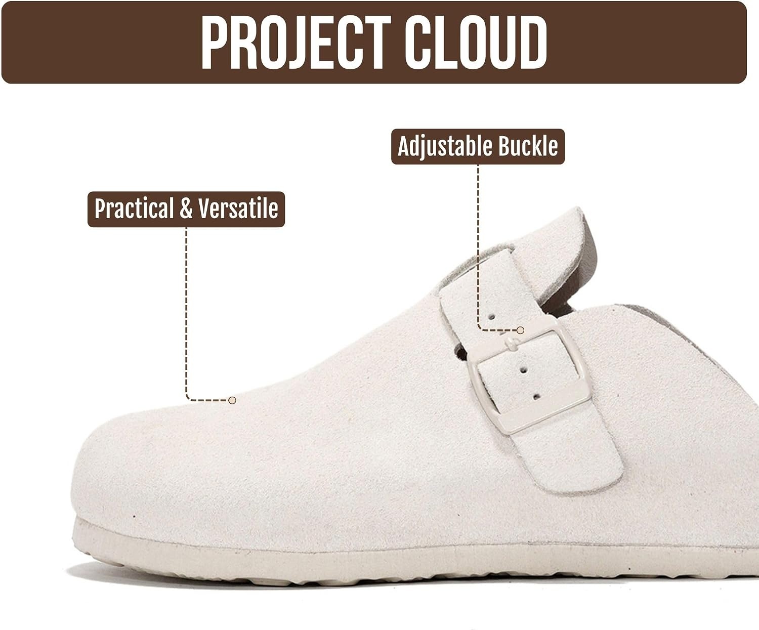 image:imageProject Cloud 100 Full Grain Genuine Leather Clogs for Men 2026 BrooklynLightgrey Suede