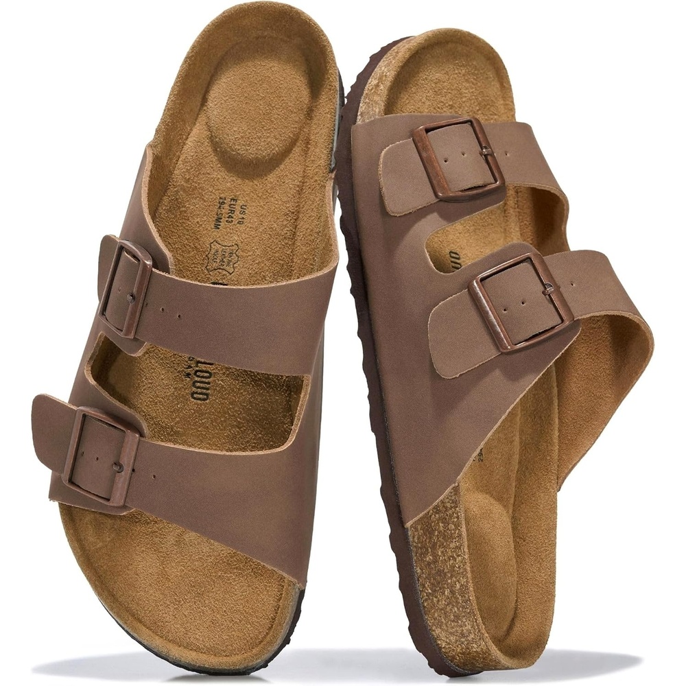 image:imageProject Cloud Mens Sandals 100 Genuine Leather Mens Slides HeritageBrown Leather