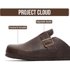 Project Cloud 100% Full Grain Genuine Leather Clogs for Men 2026 (Brooklyn)(Chocolate Distressed)