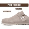 Project Cloud 100% Full Grain Genuine Leather Clogs for Men 2026 (Brooklyn)(Grey Mono Suede)
