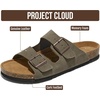 Project Cloud Mens Sandals, 100% Genuine Leather Mens Slides (Heritage)(Army Green Suede)