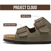 Project Cloud Mens Sandals, 100% Genuine Leather Mens Slides (Heritage)(Army Green Suede)