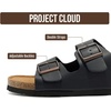 Project Cloud Mens Sandals, 100% Genuine Leather Mens Slides (Heritage)(Black Distressed Leather)