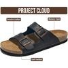Project Cloud Mens Sandals, 100% Genuine Leather Mens Slides (Heritage)(Black Distressed Leather)