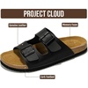 Project Cloud Mens Sandals, 100% Genuine Leather Mens Slides (Heritage)(Black Leather)