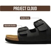 Project Cloud Mens Sandals, 100% Genuine Leather Mens Slides (Heritage)(Black Leather)