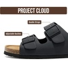 Project Cloud Mens Sandals, 100% Genuine Leather Mens Slides (Heritage)(Black Matte)