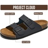 Project Cloud Mens Sandals, 100% Genuine Leather Mens Slides (Heritage)(Black Matte)