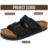 Project Cloud Mens Sandals, 100% Genuine Leather Mens Slides (Heritage)(Black Suede)