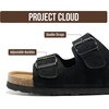 Project Cloud Mens Sandals, 100% Genuine Leather Mens Slides (Heritage)(Black Suede)