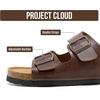 Project Cloud Mens Sandals, 100% Genuine Leather Mens Slides (Heritage)(Brown Distressed)