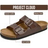 Project Cloud Mens Sandals, 100% Genuine Leather Mens Slides (Heritage)(Brown Distressed)