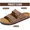 Project Cloud Mens Sandals, 100% Genuine Leather Mens Slides (Heritage)(Brown Leather)
