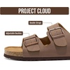 Project Cloud Mens Sandals, 100% Genuine Leather Mens Slides (Heritage)(Brown Leather)