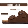 Project Cloud Mens Sandals, 100% Genuine Leather Mens Slides (Heritage)(Choco Suede)