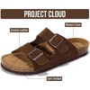 Project Cloud Mens Sandals, 100% Genuine Leather Mens Slides (Heritage)(Choco Suede)