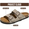 Project Cloud Mens Sandals, 100% Genuine Leather Mens Slides (Heritage)(Light Grey Suede)