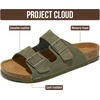 Project Cloud Mens Sandals, 100% Genuine Leather Mens Slides (Heritage)(Olive Suede)