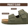 Project Cloud Mens Sandals, 100% Genuine Leather Mens Slides (Heritage)(Olive Suede)