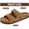 Project Cloud Mens Sandals, 100% Genuine Leather Mens Slides (Heritage)(Tan Suede)