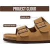 Project Cloud Mens Sandals, 100% Genuine Leather Mens Slides (Heritage)(Tan Suede)