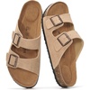 Project Cloud Mens Sandals, 100% Genuine Leather Mens Slides (Heritage)(Apricot Suede)