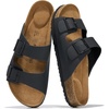 Project Cloud Mens Sandals, 100% Genuine Leather Mens Slides (Heritage)(Black Matte)