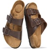 Project Cloud Mens Sandals, 100% Genuine Leather Mens Slides (Heritage)(Brown Distressed)