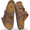 Project Cloud Mens Sandals, 100% Genuine Leather Mens Slides (Heritage)(Brown Leather)
