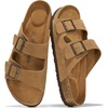 Project Cloud Mens Sandals, 100% Genuine Leather Mens Slides (Heritage)(Tan Suede)