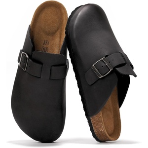 Project Cloud 100% Full Grain Genuine Leather Clogs for Men 2026 (Brooklyn)(Black)
