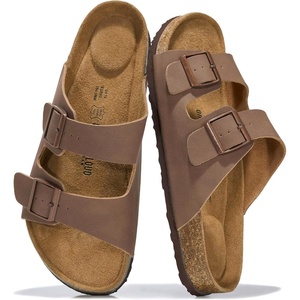 Project Cloud Mens Sandals, 100% Genuine Leather Mens Slides (Heritage)(Brown Leather)