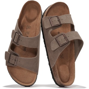 Project Cloud Mens Sandals, 100% Genuine Leather Mens Slides (Heritage)(Taupe)