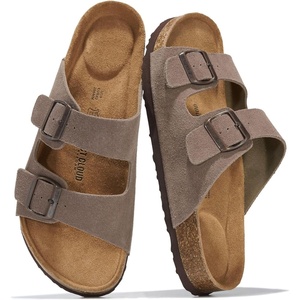Project Cloud Mens Sandals, 100% Genuine Leather Mens Slides (Heritage)(Taupe Suede)
